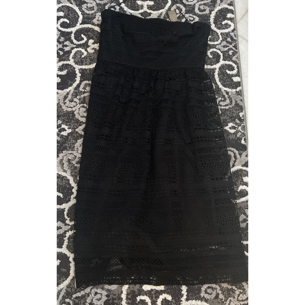 NWT J CREW S 6 $295 Black Strapless Lace Dress LBD Cocktail Party Midi